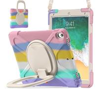 JZ Étui pour iPad Pro 10.5 inch/Air 3rd Gen, résistant Anti-Choc Heavy Duty avec Support Rotatif 360°, poignée et bandoulière - Colourful Pink