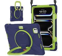 JZ Étui pour iPad Pro 11 (M5/M4), résistant Anti-Choc Heavy Duty avec Support Rotatif 360°, poignée et bandoulière - Nary Blue&Lime
