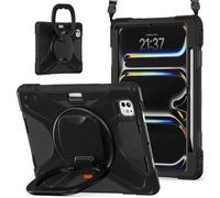 JZ Étui pour iPad Pro 11 (M5/M4), résistant Anti-Choc Heavy Duty avec Support Rotatif 360°, poignée et bandoulière - Black