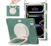 JZ Étui pour iPad Pro 13 (M5/M4), résistant Anti-Choc Heavy Duty avec Support Rotatif 360°, poignée et bandoulière - Emerald Green