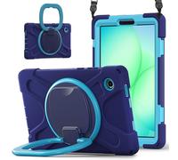 JZ Étui pour Samsung Galaxy Tab A11 8.7", résistant Anti-Choc Heavy Duty avec Support Rotatif 360°, poignée et bandoulière - Nary Blue&Blue