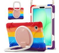 JZ Étui pour Samsung Galaxy Tab A11 8.7", résistant Anti-Choc Heavy Duty avec Support Rotatif 360°, poignée et bandoulière - Colourful Red