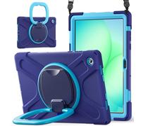 JZ Étui pour Samsung Galaxy Tab A11+ Plus 11", résistant Anti-Choc Heavy Duty avec Support Rotatif 360°, poignée et bandoulière - Nary Blue&Blue