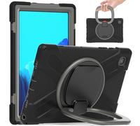 JZ Étui pour Samsung Galaxy Tab A7 (10.4 inch), résistant Anti-Choc Heavy Duty avec Support Rotatif 360°, poignée et bandoulière - Black&Gray