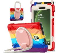 JZ Étui pour Samsung Galaxy Tab Active5 / Active3, résistant Anti-Choc Heavy Duty avec Support Rotatif 360°, poignée et bandoulière - Colourful Red