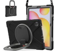 JZ Étui pour Samsung Galaxy Tab S6 Lite (10.4 inch), résistant Anti-Choc Heavy Duty avec Support Rotatif 360°, poignée et bandoulière - Black&Gray