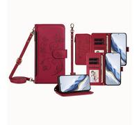 JZ for Moto G10/G20/G30 Case with Lanyard, All-in-One Portefeuille Crossbody Sac de téléphone avec Kickstand & Chargement sans Fil, Bracelet de Protection Mains Libres - Red