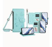 JZ for Moto G55 Case with Lanyard, All-in-One Portefeuille Crossbody Sac de téléphone avec Kickstand & Chargement sans Fil, Bracelet de Protection Mains Libres - Baby Green