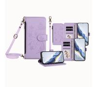 JZ for Samsung Galaxy A32 Case with Lanyard, All-in-One Portefeuille Crossbody Sac de téléphone avec Kickstand & Chargement sans Fil, Bracelet de Protection Mains Libres - Violet