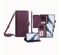 JZ for Samsung Galaxy A72 Case with Lanyard, All-in-One Portefeuille Crossbody Sac de téléphone avec Kickstand & Chargement sans Fil, Bracelet de Protection Mains Libres - Purple
