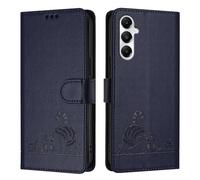 JZ Galaxy A05s Faux Cuir Flip Cover Portefeuille Cas [Lazy Cat][Wrist & Neck Strap][Card Holder][Kickstand] pour Samsung Galaxy A05s Case - Blue