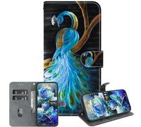 JZ Handmade Painted Wallet Cas pour Honor Magic5 Lite / X9a / X40 5G,Conception de Texture en Cristal avec Porte-Cartes - Peacock