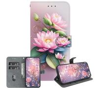 JZ Handmade Painted Wallet Cas pour Sony Xperia 5 III,Conception de Texture en Cristal avec Porte-Cartes - Lotus