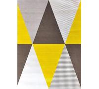 JZ·HOME 8630 Papier peint triangulaire géométrique à décoller et à coller - Jaune/gris - Papier contact autocollant amovible pour arrière-plan de bureau, rénovation de meubles, décoration d'intérieur,