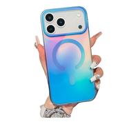 JZ Ink Wash Magnetic Cas pour iPhone 17 Pro- Couverture Compatible avec Aimant Fort PC + TPU Mince, Protection Contre Les Chocs -Blue
