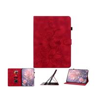JZ Lily Embossed PU Leather Cas pour iPad 10.2 in 2019 2020 2021 (7th,8th,9th) / iPad Air 10.5 in 2019 (3rd) Flip Wallet Cover - [Stand Multi-Angle] [Protection Contre Les Chocs] - Red