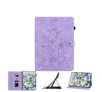 JZ Lily Embossed PU Leather Cas pour iPad 10.2 in 2019 2020 2021 (7th,8th,9th) / iPad Air 10.5 in 2019 (3rd) Flip Wallet Cover - [Stand Multi-Angle] [Protection Contre Les Chocs] - Violet