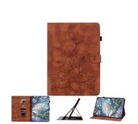 JZ Lily Embossed PU Leather Cas pour Lenovo Legion Y700 (Gen 3) 8.8 inch Flip Wallet Cover - [Stand Multi-Angle] [Porte-Crayon] [Protection Contre Les Chocs] - Brown