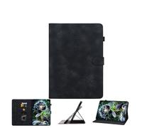 JZ Lily Embossed PU Leather Cas pour Lenovo Tab M10 HD 10.1 inch Flip Wallet Cover - [Stand Multi-Angle] [Porte-Crayon] [Protection Contre Les Chocs] - Black