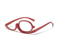 JZ Lunettes de maquillage 2X avec lentille rotative - Lunettes de lecture HD pour femmes, adaptées au maquillage, à l'artisanat et au travail de rapprochement (Red 3.5)