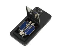 JZ Lunettes presbytes pliables anti-lumière bleue portables, étui support téléphone, modèle léger compact homme femme (Silver 1.5)