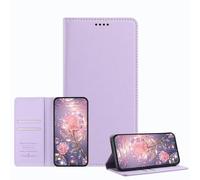 JZ Luxury Leather Wallet Affaire with Bloquage RFID & Magnetic Closure, Shockproof Protective Cover pour Samsung Galaxy S26 (Business Style) - Purple