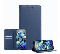 JZ Luxury Leather Wallet Affaire with Bloquage RFID & Magnetic Closure, Shockproof Protective Cover pour Samsung Galaxy S26 Ultra (Business Style) - Dark Blue
