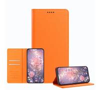 JZ Luxury Leather Wallet Affaire with Bloquage RFID & Magnetic Closure, Shockproof Protective Cover pour Samsung Galaxy S26 Plus (Business Style) - Orange