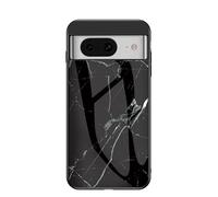 JZ Marbre Verre Téléphone Cas,Google Pixel 8 Case Marble Brilliant Shockproof Soft Silicone Rubber TPU Bumper Cover Phone Back Cas pour Google Pixel 8 - Black Marble