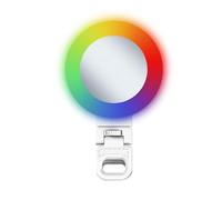 JZ Mini lampe de remplissage RVB avec miroir, lumière portable pour selfie, rechargeable par USB, pour Vlog/TikTok/appel vidéo (DY-05 RVB)