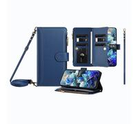 JZ Multi-Function Leather Portefeuille Cas pour OnePlus Nord 3 / Ace 2V with 9 Card Slots, Porte-Monnaie à Fermeture éclaire, Bracelet et épaulière, Chargement sans Fil Compatible - Blue