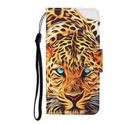 JZ Painted Design Wallet Coque for pour Oppo A53 4G Flip Cover with [Stand][Wrist Strap] - Leopard