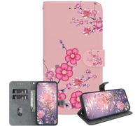 JZ pour Honor Magic5 Lite / X9a / X40 5G Crystal Texture Case, Portefeuille en Cuir PU Peint à la Main Couverture avec Kickstand & Fentes pour Cartes - Cherry Blossom