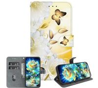 JZ pour Moto E14/G04/G24/G04S Crystal Texture Case, Portefeuille en Cuir PU Peint à la Main Couverture avec Kickstand & Fentes pour Cartes - Butterfly Epiphyllum
