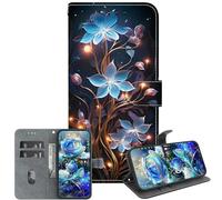 JZ pour Moto G06/G06 Power Cas, Texture de Cristal Peint à la Main Portefeuille Cas avec Porte-Cartes & Kickstand - Lamp Flower