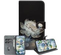 JZ pour Nokia 3.4 Crystal Texture Case, Portefeuille en Cuir PU Peint à la Main Couverture avec Kickstand & Fentes pour Cartes - Crystal Peony