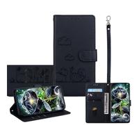 JZ pour Nokia C2 2nd Edition Wallet Case, Couverture de téléphone en Cuir PU avec Blocage RFID, boîtier Anti-Chute avec Support à rebondissement, Conception de Chat en Gauche - Black