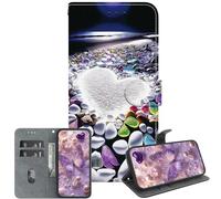 JZ pour OnePlus 10 Pro 5G Cas, Texture de Cristal Peint à la Main Portefeuille Cas avec Porte-Cartes & Kickstand - Rain Flower Pebble