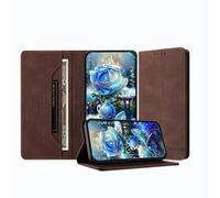 JZ Premium Magnetic Flip Wallet Case pour Samsung Galaxy S25 / S24 Case Bloquage RFID, résistant aux Chocs, Compatible avec la Charge sans Fil - Brown
