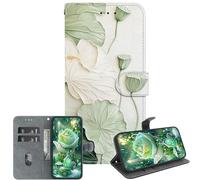 JZ PU Leather Cas pour Honor Magic7 5G Wallet Cover,Modèle Peint de Texture de Cristal Fait à la Main avec Porte-Cartes- Lotus