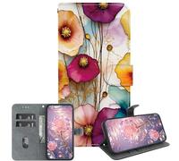 JZ PU Leather Cas pour Honor Magic7 Lite / X9c 5G Wallet Cover,Modèle Peint de Texture de Cristal Fait à la Main avec Porte-Cartes- Colored Flowers