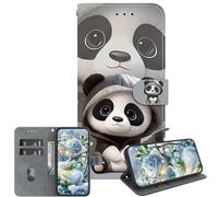 JZ PU Leather Cas pour OnePlus Ace 3 Pro Wallet Cover,Modèle Peint de Texture de Cristal Fait à la Main avec Porte-Cartes- Panda