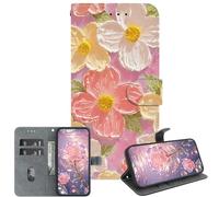 JZ PU Leather Cas pour OnePlus Nord CE4 5G Wallet Cover,Modèle Peint de Texture de Cristal Fait à la Main avec Porte-Cartes- Pink Flower