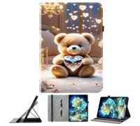 JZ PU Leather Crystal Pattern Wallet Cas pour iPad 10.2 in 2019 2020 2021 (7th,8th,9th) / iPad Air 10.5 in 2019 (3rd) Stand Protective Flip Cover - Diamond Bear