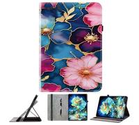 JZ PU Leather Crystal Pattern Wallet Cas pour Lenovo Tab K10 10.3 inch Stand Protective Flip Cover - Blue Flowers