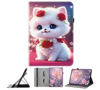 JZ PU Leather Crystal Pattern Wallet Cas pour MatePad T10s Stand Protective Flip Cover - Rose Cat