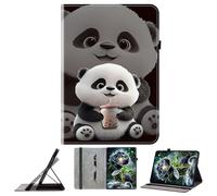 JZ PU Leather Crystal Pattern Wallet Cas pour MediaPad M5 Lite 10 / C5 10.1 Stand Protective Flip Cover - Panda