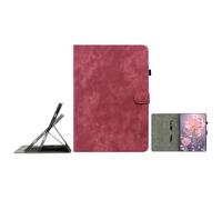 JZ Retro Cartoon Tiger Embossment PU Leather Cas pour Honor Pad X8 Pro / X9 2023,Multi-Angle Couverture de Stand avec Porte-Crayon - Red