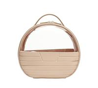JZ Round Clear Makeup Bag for Women, Large Capacity Travel Toiletry Bag -Beige
