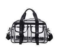 JZ Sac à bandoulière en PVC transparent résistant à l'eau, multi-compartiments, conforme aux normes du stade, sac à bandoulière transparent pour événements et usage quotidien